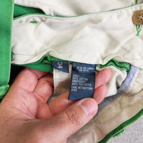 Polo Ralph Lauren Shorts Mens 34 Green Whale Print Vintage Nautical Sea Ocean - Picture 9 of 14